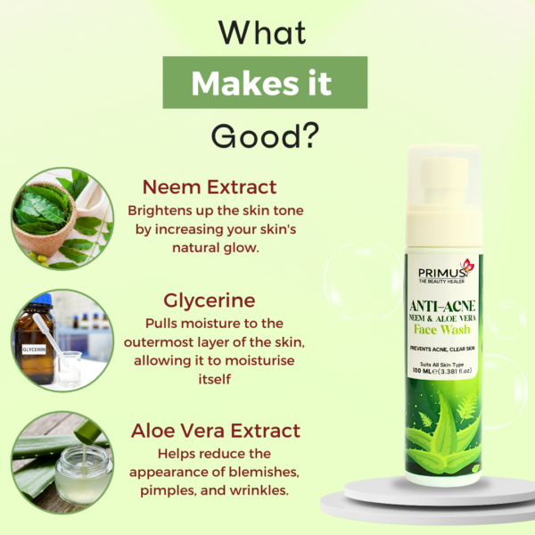 Copy of Copy of Copy of Copy of Copy of Copy of Copy of Copy of Aloe vera Extract Primus Anti Acne Neem & Aloe vera Face Wash, 100 ML