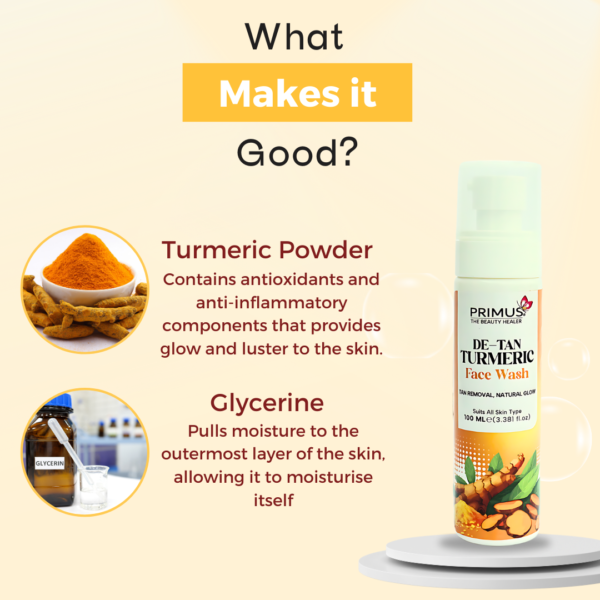 Copy of Copy of Copy of Copy of Copy of Copy of Copy of Copy of Copy of Aloe vera Extract (2) Primus De-Tan Turmeric Face Wash With Natural glow, 100 ML