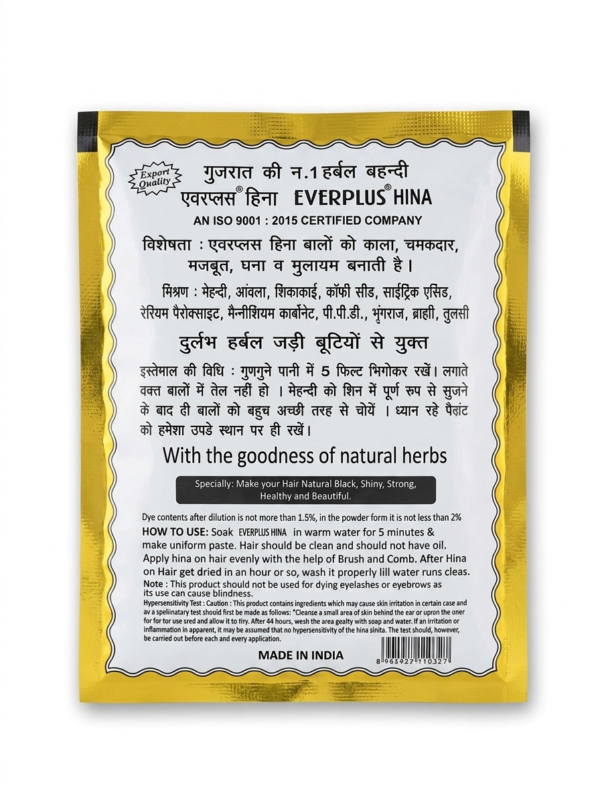back Everplus Natural Black Hina Powder Pack of 10 (10x40gram)