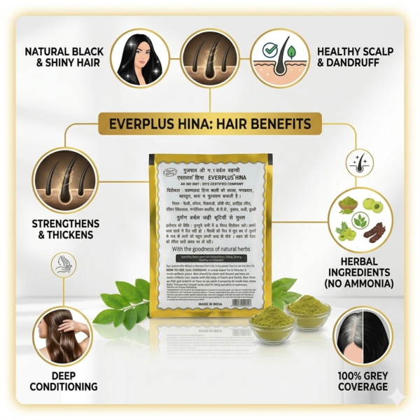 benefits Everplus Natural Black Hina Powder Pack of 10 (10x40gram)