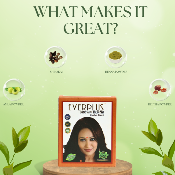 Everplus Brown Henna Powder Hair Color (10gm X 12Pouches)