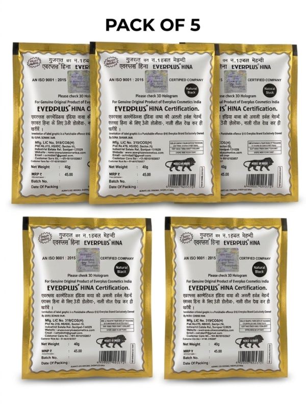 everplus pack of 5 Everplus Natural Black Hina Powder Pack of 5/ 5x40 Grams