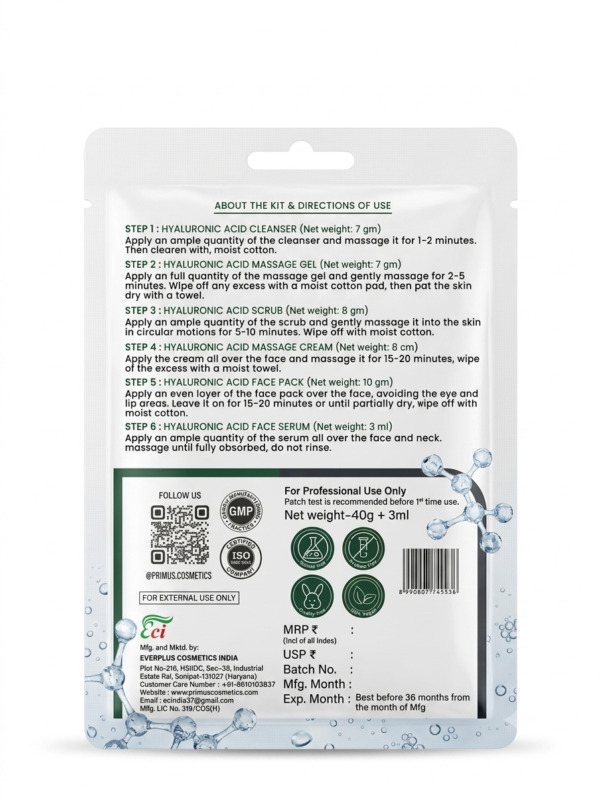back hyaluronic acid Primus Hyalauronic Acid facial kit (43gm)