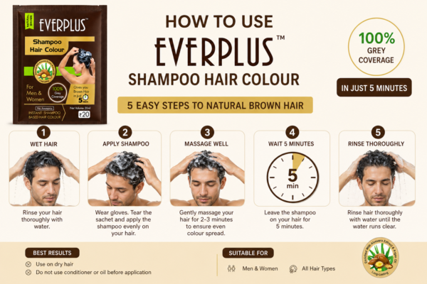 Everplus Instant Hair Colour Shampoo Brown (Pack of 20)