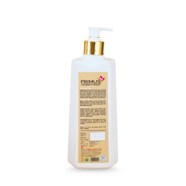5.Back Primus 24K Gold Cleansing Milk – Luxurious Gold Infused Gentle Cleanser 500 ML