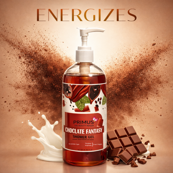 Primus Chocolate Shower Gel - Luxurious Moisturizing Body Wash for Dry, Dull Skin | Rich Cocoa Fragrance | Hydrating Formula | All Skin Types | 500ML