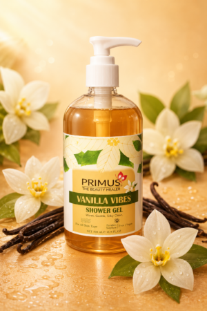 vanilla vibes shower gel Primus Vanilla Shower Gel 500ML - Luxurious Moisturizing Body Wash for Soft, Smooth & Glowing Skin | Sweet Calming Fragrance | Hydrating Formula | Family Size | All Skin Types