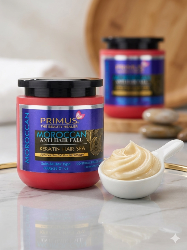 Primus Moroccan Anti Hair Fall Keratin Hair Spa Cream – Deep Nourishing Hair Mask for Smooth, Frizz-Free & Strong Hair (800gm)
