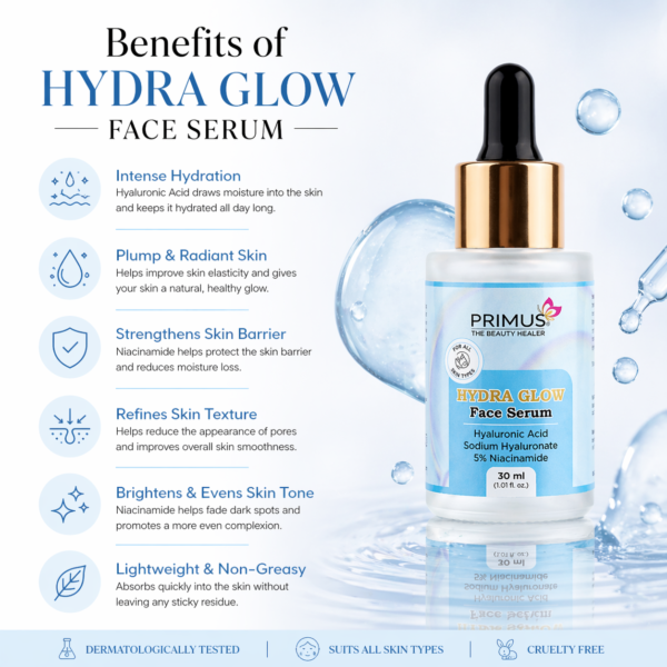 Primus Hydra Glow Face Serum – Hydrating & Radiance Boosting Face Serum (30ml)