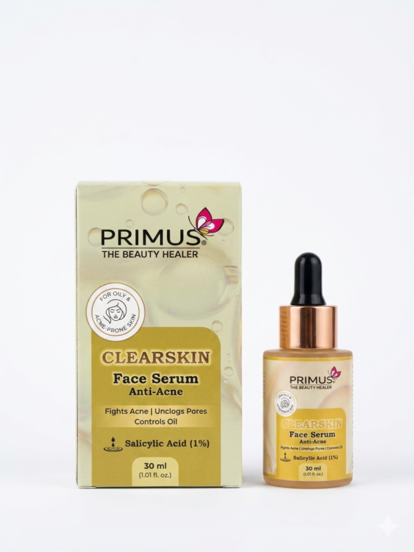 both Primus Clear Skin Face Serum – Brightening & Acne Control Serum for Clear, Glowing Skin (30ml)