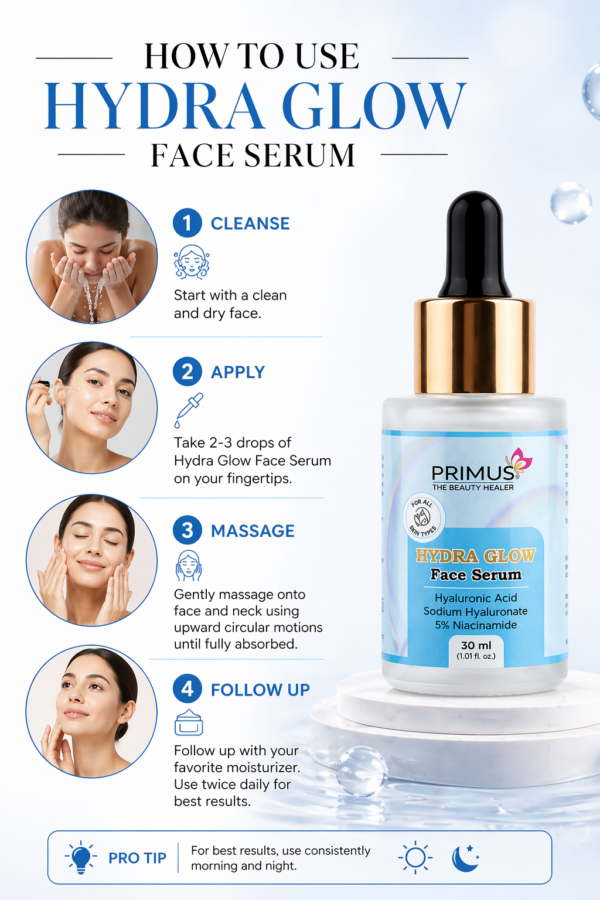 Primus Hydra Glow Face Serum – Hydrating & Radiance Boosting Face Serum (30ml)