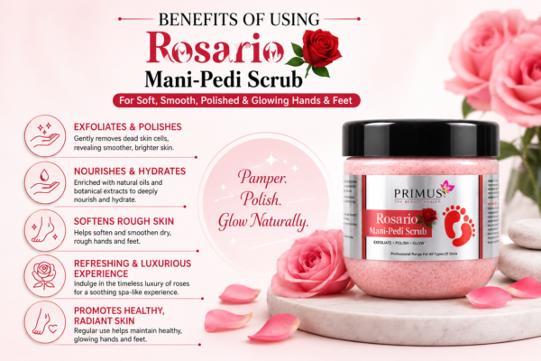 Primus Rosario Mani-Pedi Scrub (400gm) – Salon-Style Hand & Foot Care Scrub for Smooth, Refreshed Skin