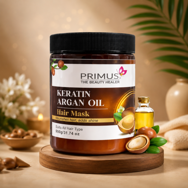 Primus Professional Keratin Argan Oil Hair Mask – Deep Nourishing & Repair Hair Spa Cream for Smooth, Shiny & Frizz-Free Hair (900gm)