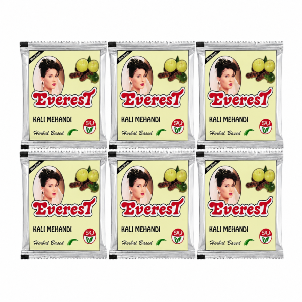 Everest Kali Mehandi Natural Black Herbal Hair Color Powder| Henna Hair Color for Soft, Strong & Shiny Hair( Pack of 4 box -24pouches)