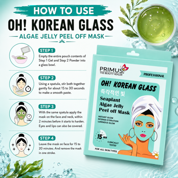 Primus Korean Glass Algae Jelly Peel Off Mask | Brightening Hydro jelly Face Mask (125g)