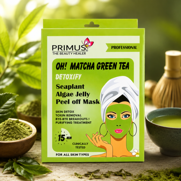 7A942FBF-0D63-4744-AE5C-1395A4ABCC7F Primus Matcha Green Tea Algae Jelly Peel Off Mask | Detox & Acne Care Hydro jelly Face Mask (125g)