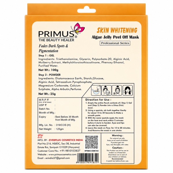 9D46E9D7-2C7F-4C55-8610-7466EB47A785 Primus Skin Whitening Algae Jelly Peel Off Mask | Brightening & Pigmentation Care Hydro jelly Face Mask (125g)