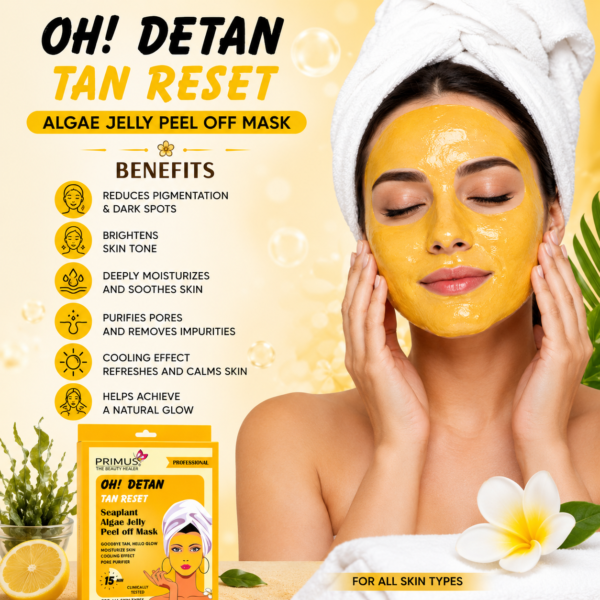 E13A6931-9F9F-4820-8121-859F6B9D3621 Primus De-Tan Algae Jelly Peel Off Mask | Brightening & Tan Removal Hydro jelly Face Mask (125g)