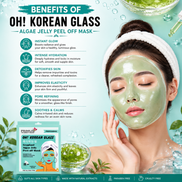 Primus Korean Glass Algae Jelly Peel Off Mask | Brightening Hydro jelly Face Mask (125g)