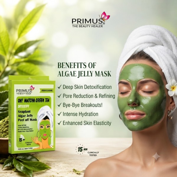 IMG_2917 Primus Matcha Green Tea Algae Jelly Peel Off Mask | Detox & Acne Care Hydro jelly Face Mask (125g)