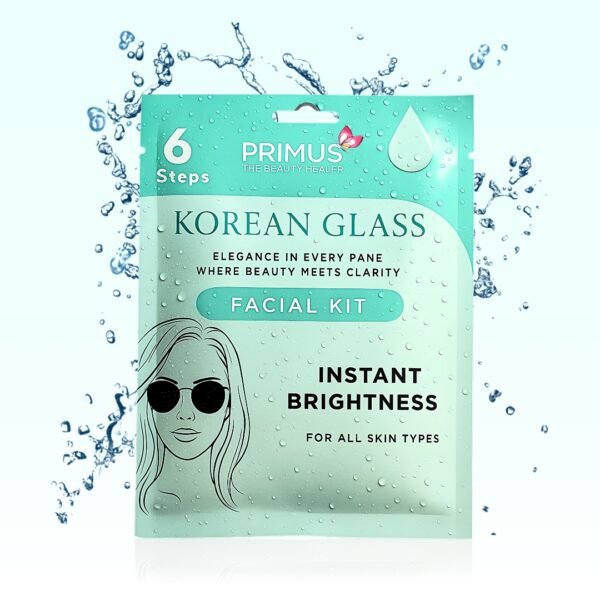 Primus Korean Glass facial kit Primus Korean Glass 6-Step Facial Kit | Instant Brightness & Glass Skin Facial for All Skin Types (53gm)