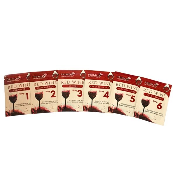 Primus Red Wine 6-Step Facial Kit | Antioxidant Facial Kit for Glowing & Youthful Skin (53gm)