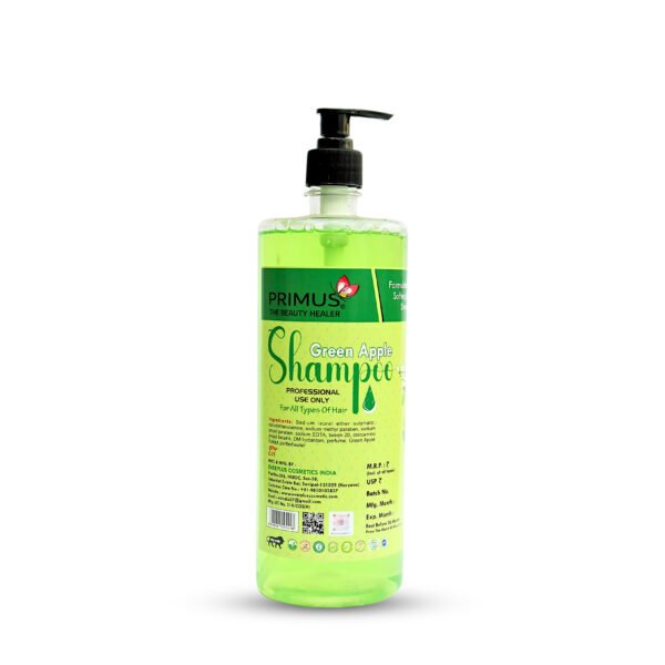 Primus green apple shampoo front Primus Green Apple Shampoo – Refreshing & Nourishing Shampoo for Soft, Shiny & Healthy Hair | For All Hair Types (1000ml)