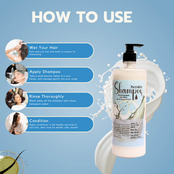 Primus Keratin Shampoo – Deep Repair & Smoothening Shampoo for Strong, Soft & Frizz-Free Hair | For All Hair Types (1000ml)