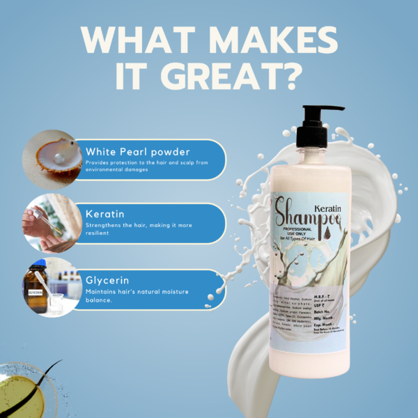 Primus Keratin Shampoo – Deep Repair & Smoothening Shampoo for Strong, Soft & Frizz-Free Hair | For All Hair Types (1000ml)