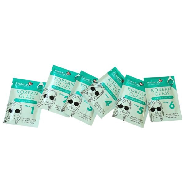 Primus korean glass facial kit components Primus Korean Glass 6-Step Facial Kit | Instant Brightness & Glass Skin Facial for All Skin Types (53gm)