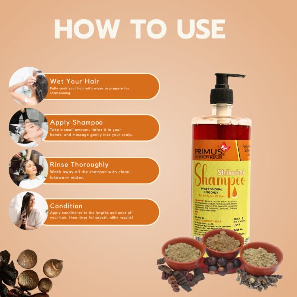 Primus Shikakai Shampoo – Herbal Nourishing & Strengthening Shampoo for Soft, Smooth & Healthy Hair | For All Hair Types (1000ml)