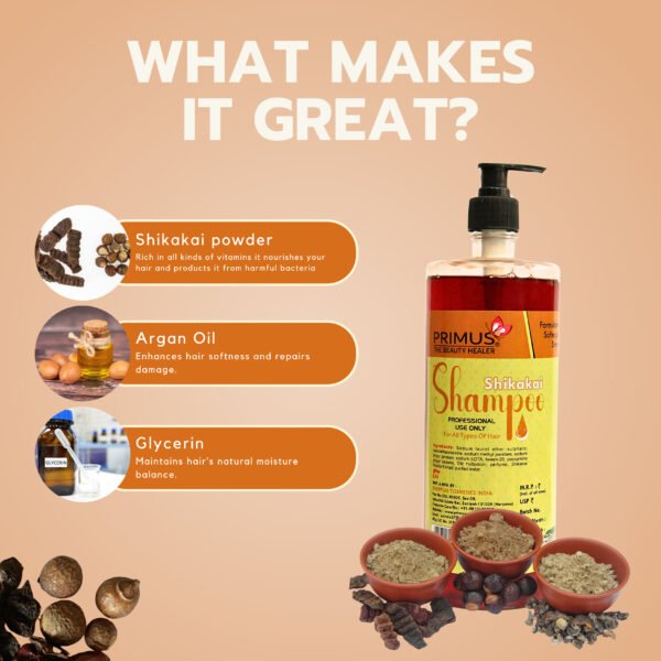 Primus Shikakai Shampoo – Herbal Nourishing & Strengthening Shampoo for Soft, Smooth & Healthy Hair | For All Hair Types (1000ml)
